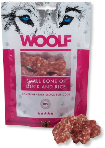 Woolf Small Bone of Duck and Rice - przysmak z kaczką i ryżem (100g).jpg
