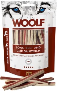 Woolf Long Beef and Cod Sandwich - przysmak z wołowiną i dorszem (100g)