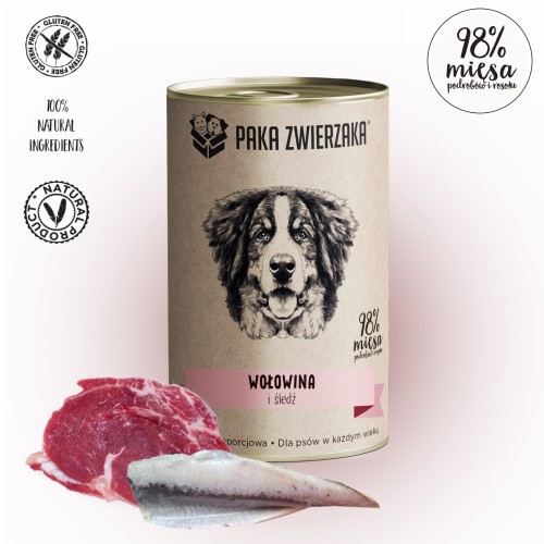 Paka Zwierzaka Wołowina i śledź (400g) - karma mokra dla psa.jpg