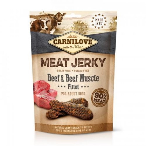 Carnilove Meat Jerky Beef & Beef Muscle Fillet - przysmak dla psa 100g.jpg