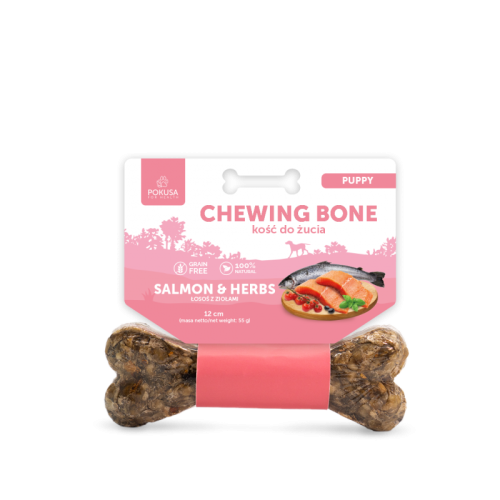 Pokusa kość do żucia dla szczeniąt puppy Salmon & Herbs 12 cm