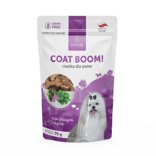 Pokusa Ciastka dla psa- Coat Boom! - piękna sierść i skóra 70g.png