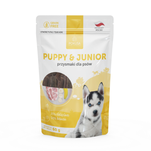 Pokusa Naturalny przysmak - Junior&Puppy - cielęcina i banan 60g.png