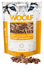 Woolf Soft Chicken with Cod Sandwich - przysmak z kurczakiem i dorszem (100g)