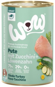  WOW  Pute - indyk z cukinią i mniszkiem lekarskim 400g