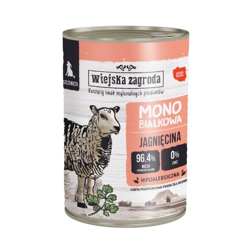 Wiejska Zagroda mono Jagnięcina dla szczeniąt - karma mokra 400g.jpg