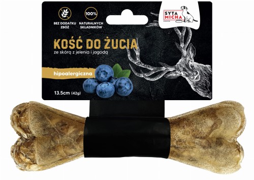 Syta Micha kość do żucia HIPOALERGICZNA z jeleniem i jagodami 13,5 cm .jpg