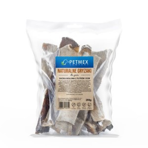 PETMEX - skóra wołowa z futrem gryzak naturalny 15cm 200g