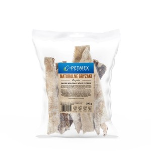 PETMEX - skóra wołowa z nóg z futrem naturalny gryzak 200g