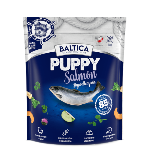 BALTICA karma sucha z łososiem dla szczeniąt małe rasy 1kg.png