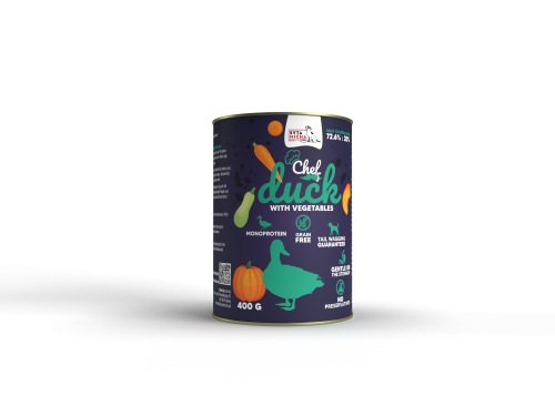 Syta Micha CHEF karma mokra dla psa Kaczka z warzywami 400g.png