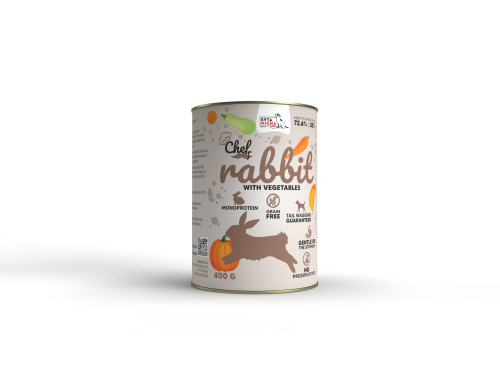 Syta Micha CHEF karma mokra dla psa Królik z warzywami 400g.png