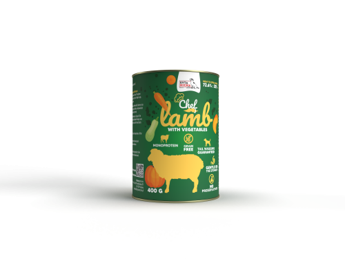 Syta Micha CHEF karma mokra dla psa Jagnięcina z warzywami 400g.png