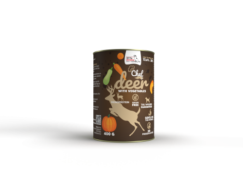 Syta Micha CHEF karma mokra dla psa Jeleń z warzywami 400g.png