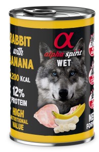 ALPHA SPIRIT karma mokra Królik z bananem 400g
