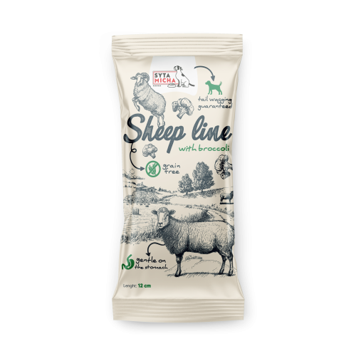 Syta Micha Sheep Line kość do żucia owca z brokułem 12cm.png
