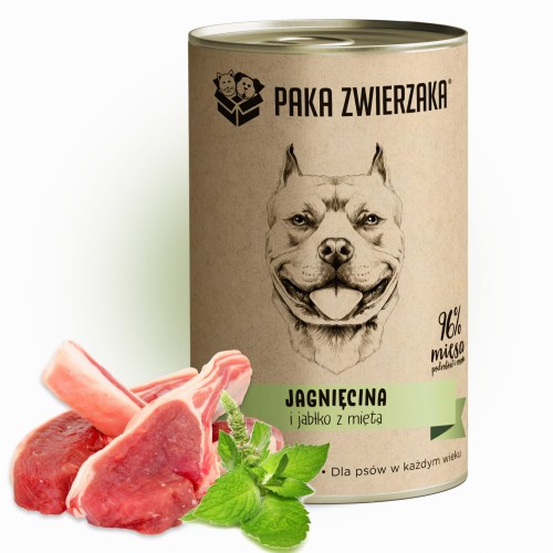 Paka Zwierzaka Jagnięcina i jabłko z miętą (400g) - karma mokra dla psa.jpg