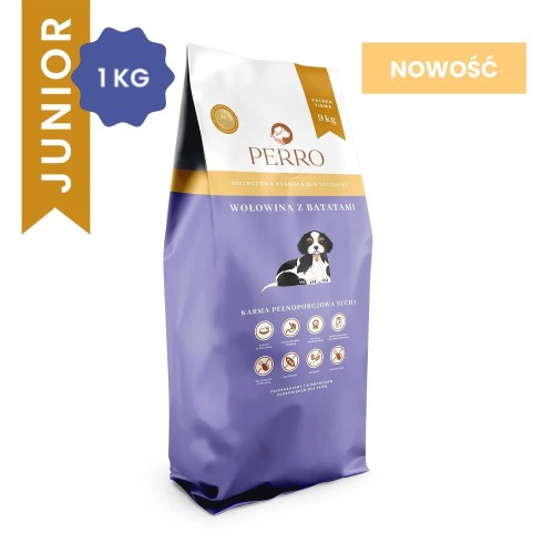 PERRO karma sucha junior Wołowina z batatami 1kg - dla szczeniąt wszystkich ras