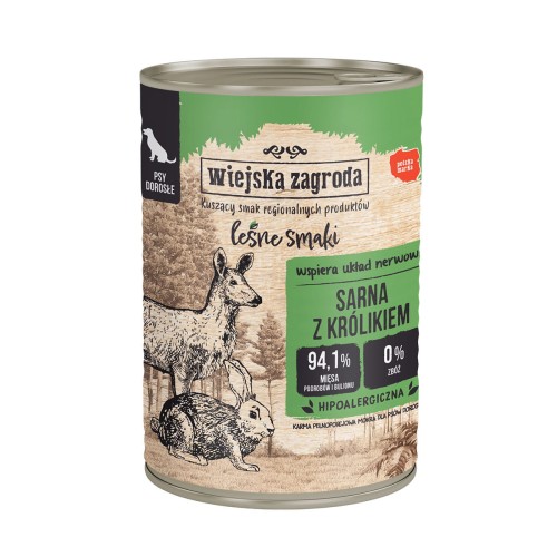 Wiejska Zagroda Leśne Smaki Sarna z królikiem - mokra karma 400g.jpg