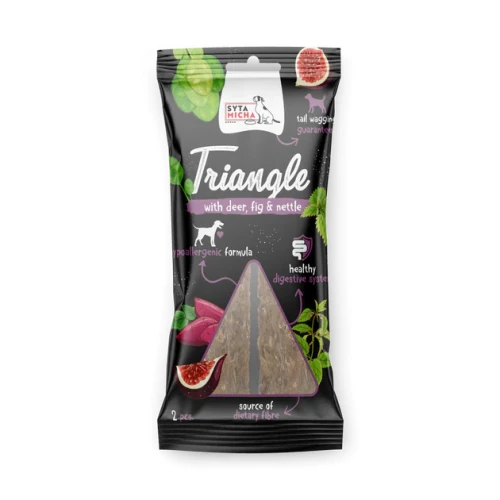 Syta Micha Trójkąt jeleń z figą i pokrzywą - gryzak dla psa 13cm - 2 szt.webp