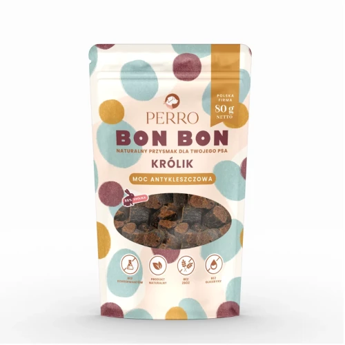 PERRO przysmaki BON BON królik - ochrona przed kleszczami 80g