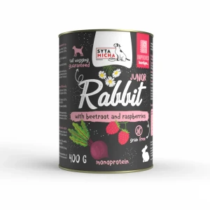 Syta Micha CLASSIC karma mokra dla szczeniąt królik z burakiem i malinami 400g