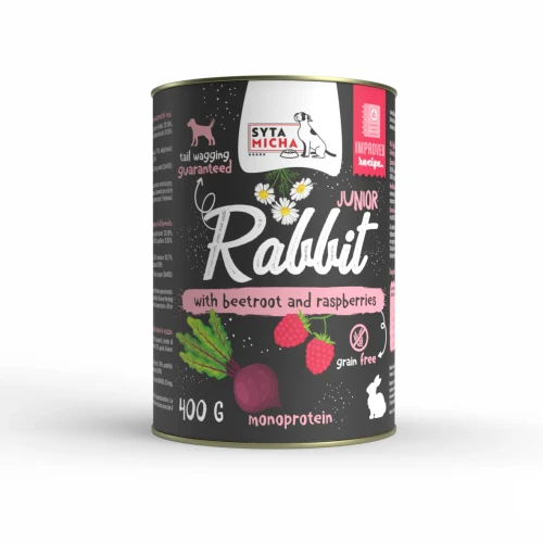 Syta Micha CLASSIC karma mokra dla szczeniąt królik z burakiem i malinami 400g