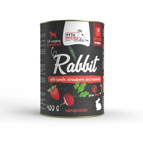 Syta Micha CLASSIC karma mokra dla psa królik z brukwią, truskawką i rozmarynem 400g