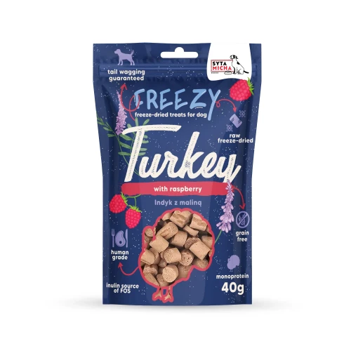 Syta Micha FREEZY liofilizowane przysmaki indyk z malinami 40g