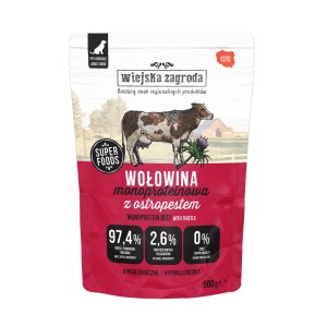 Wiejska Zagroda mokra karma MONO wołowina z ostropestem 500g