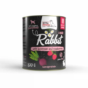 Syta Micha CLASSIC karma mokra dla szczeniąt królik z burakiem i malinami 800g