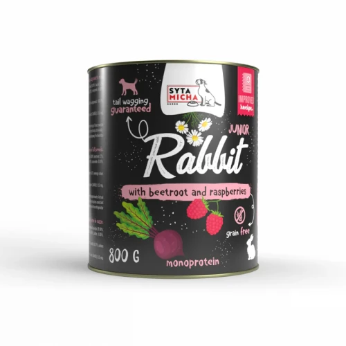 Syta Micha CLASSIC karma mokra dla szczeniąt królik z burakiem i malinami 800g