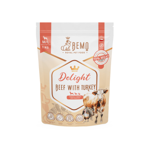 BEMO karma sucha Delight Beef with Turkey M/L 1kg