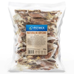 PETMEX ucho królicze z futrem, gryzak naturalny 1kg