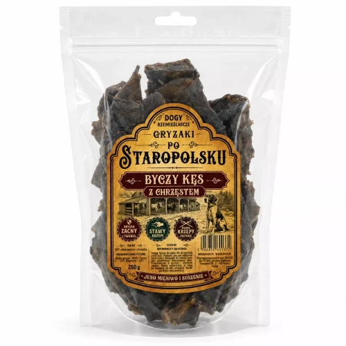 DOGY rzemieślnicze gryzaki BYCZY KĘS Z CHRZĘSTEM 250g