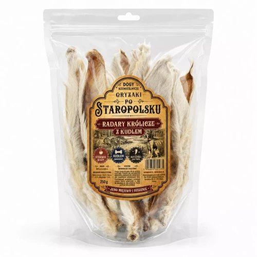 DOGY rzemieślnicze gryzaki RADARY KRÓLICZE Z KUDŁEM 250g