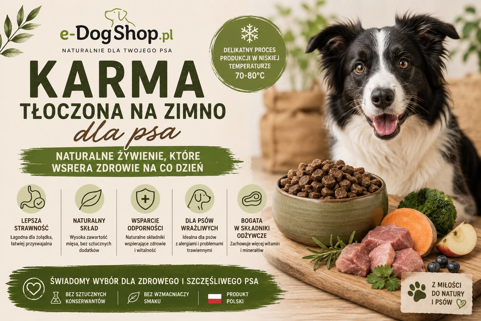 Karma tłoczona na zimno dla psa – zalety i właściwości