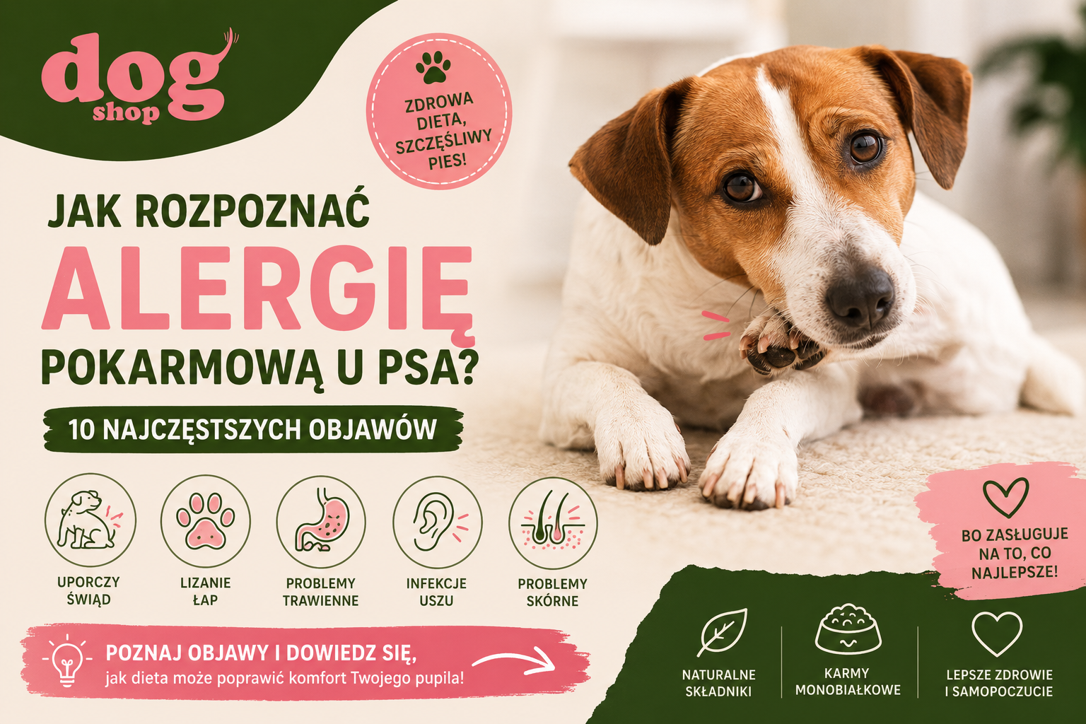 Jak rozpoznać alergię pokarmową u psa? 10 najczęstszych objawów