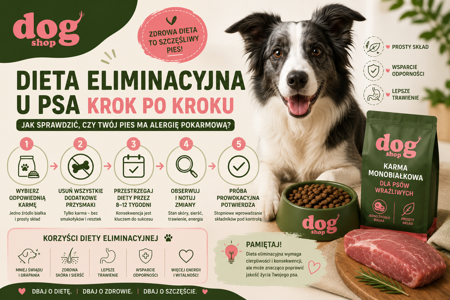 Dieta eliminacyjna u psa krok po kroku – jak sprawdzić, czy Twój pies ma alergię pokarmową?